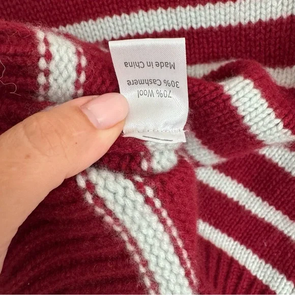 La Ligne BURGUNDY/LIGHT BLUE Cashmere Blend Mini Marin Sweater - Picture 13 of 14